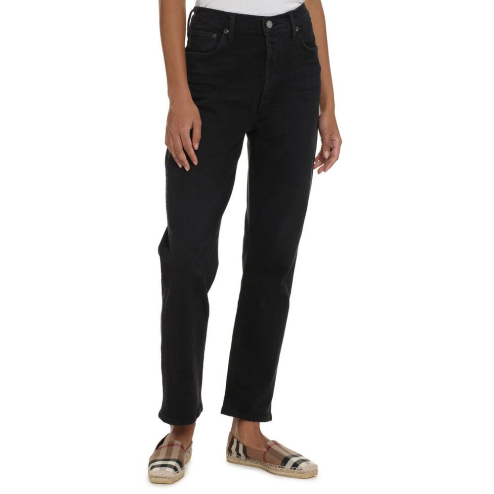 AGOLDE Riley Long Jeans Black Eco Stretch High Rise Slim Straight Ankle 27